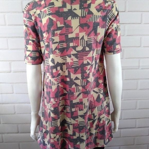 LuLaRoe Size XS Top Perfect T Cream Gray Red - Picture 3 of 6